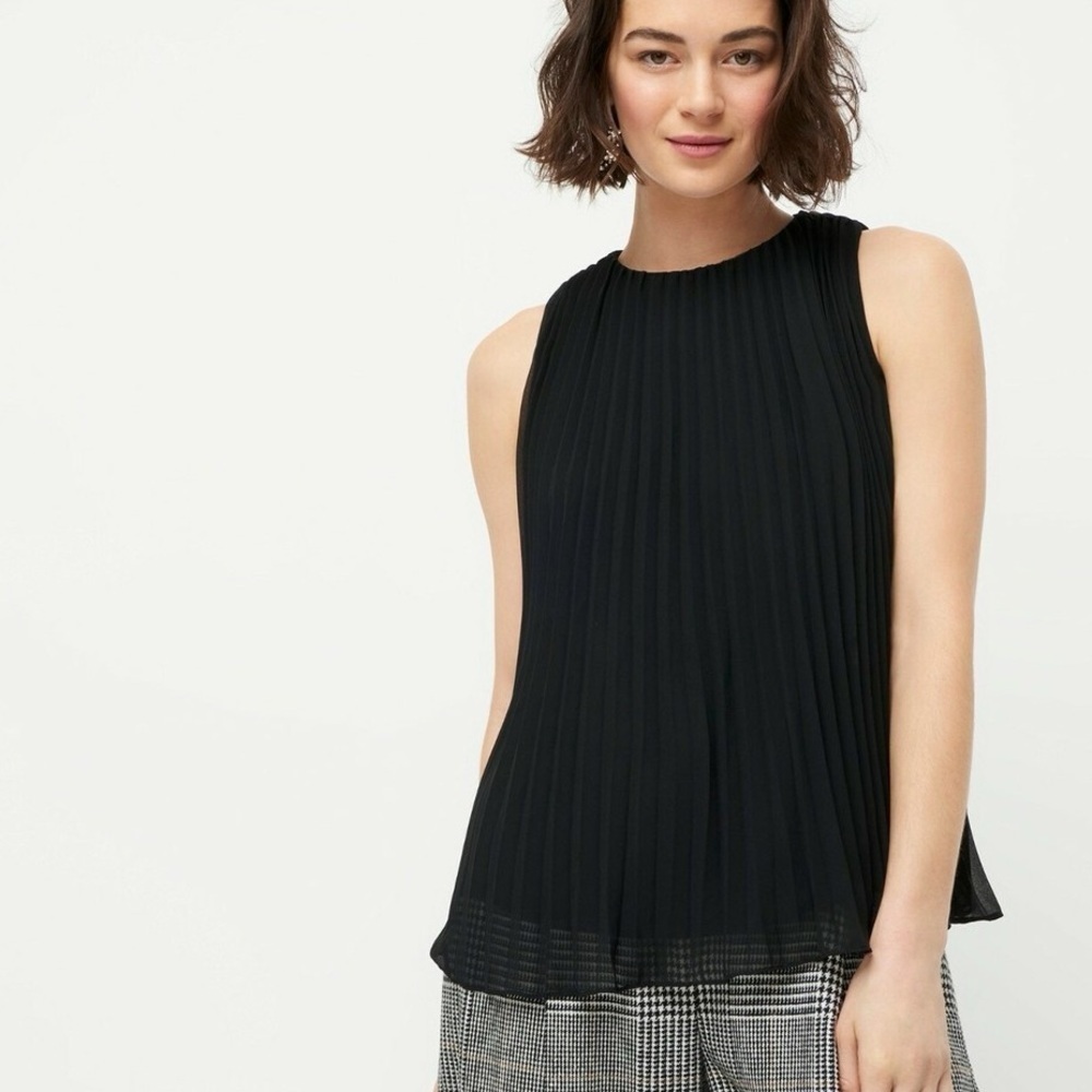 J. Crew | 365 Collection Black Pleated Georgette Sleeveless Blouse, Size M